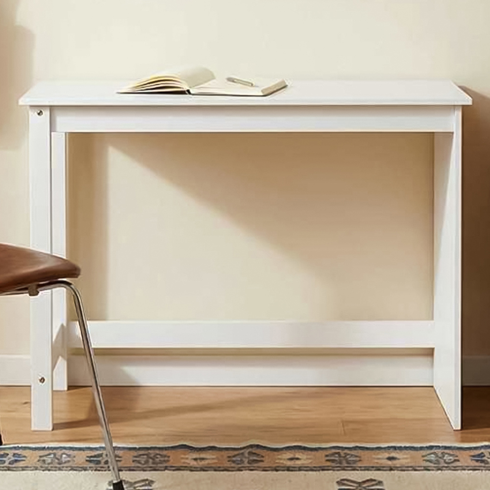 vidaXL Minimalist Compact Pine Wood Desk White Image 1