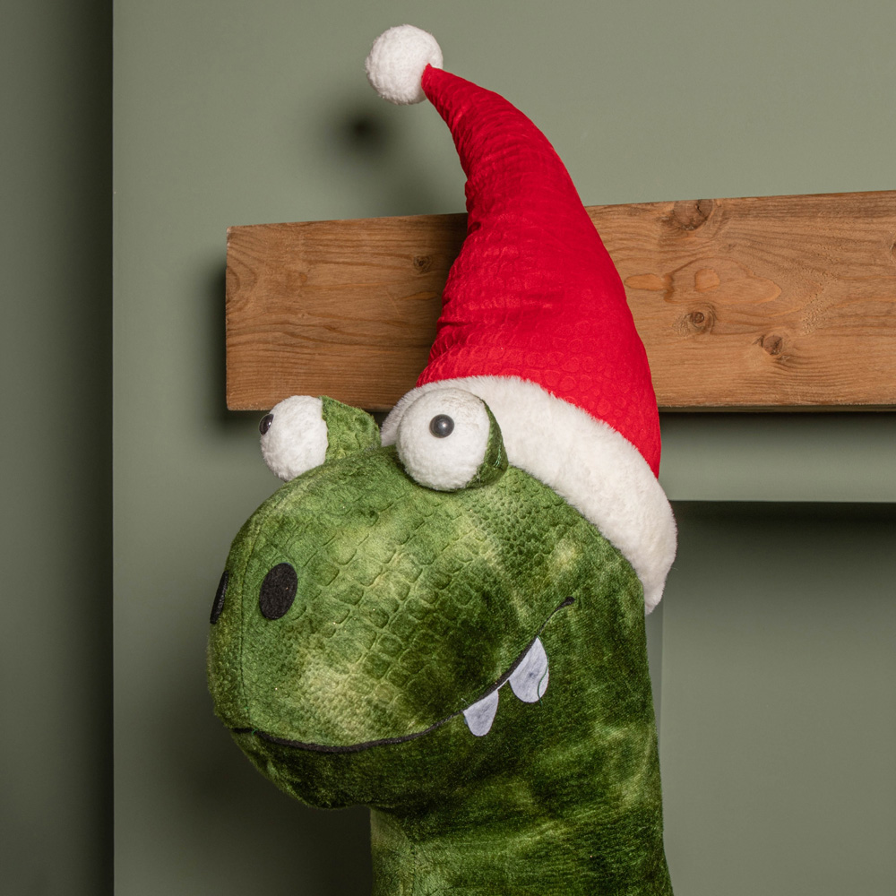 Samuel Alexander Humongous Green Standing Dinosaur with Santa Hat Christmas Decoration 117cm Image 3