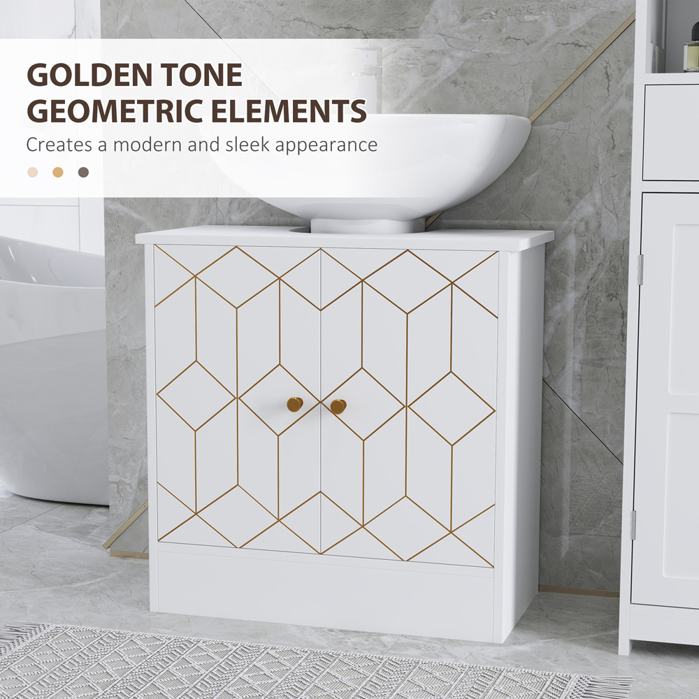 HOMCOM White Bathroom Under Sink Cabinet Image 6