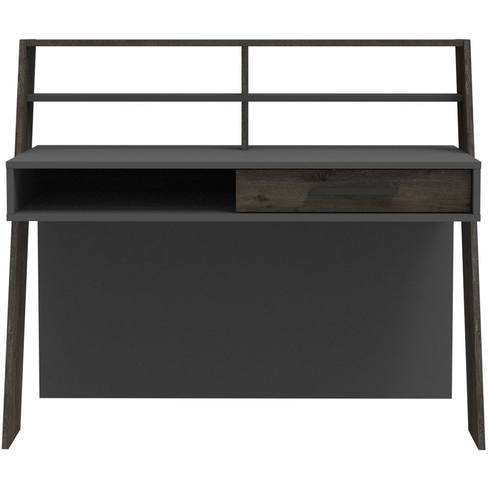 Decorotika Soho Single Drawer 5 Shelf Computer Desk Anthracite Wenge Image 2