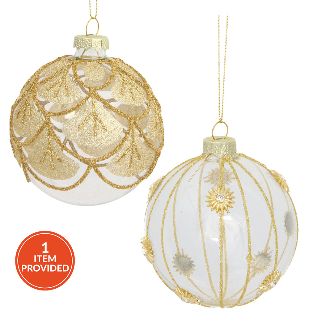 Clear Gold Embellished Bauble Image 1