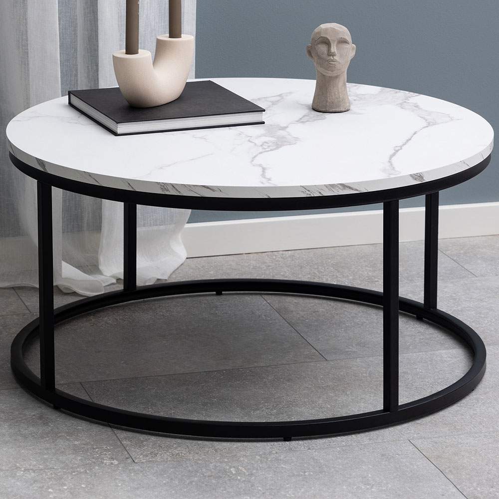 Florence Spiro White Marble Melamine Coffee Table Image 1