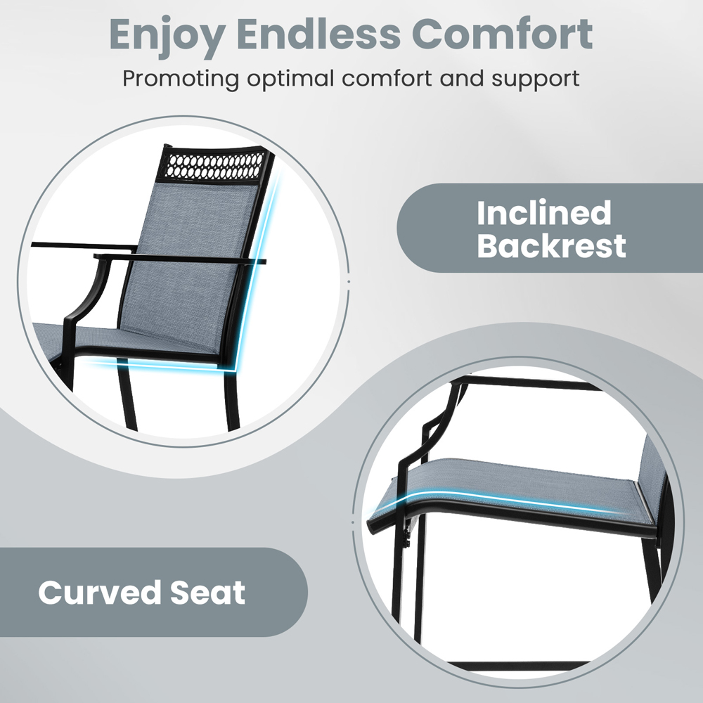 Costway Set of 2 Blue Outdoor Patio Chairs with Footrest Image 5