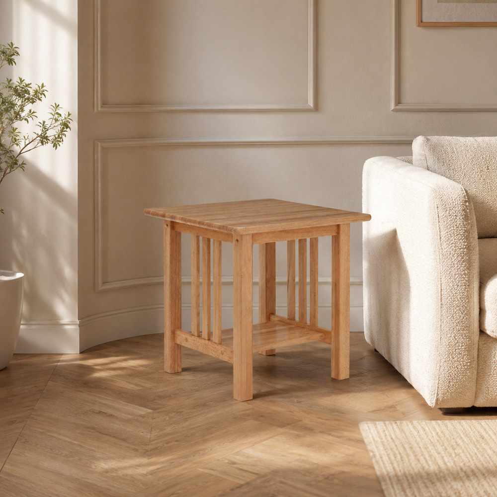 Premier Housewares Single Shelf Solid Wood Square Side Table Image 3