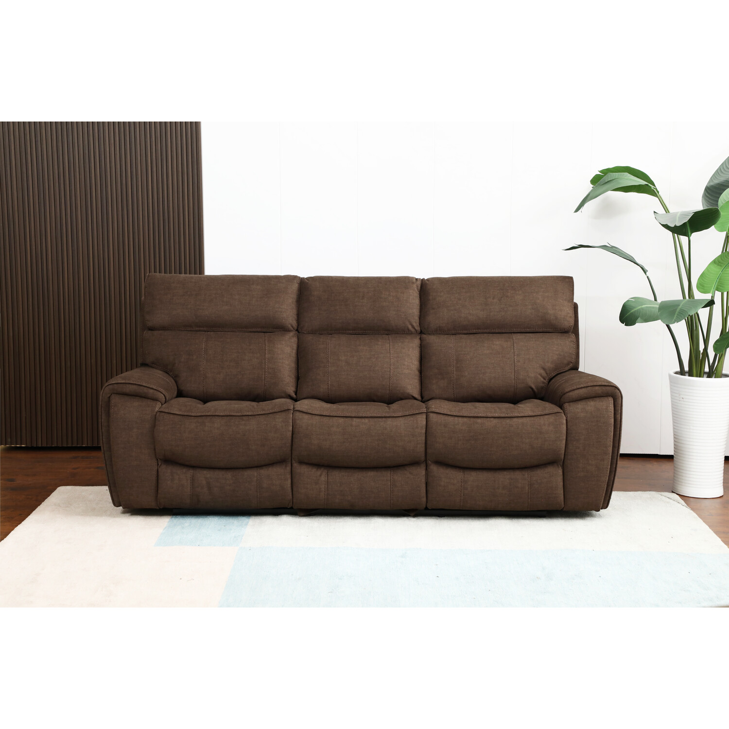 Cancun 3 Seater Brown Manual Recliner Sofa Image 7