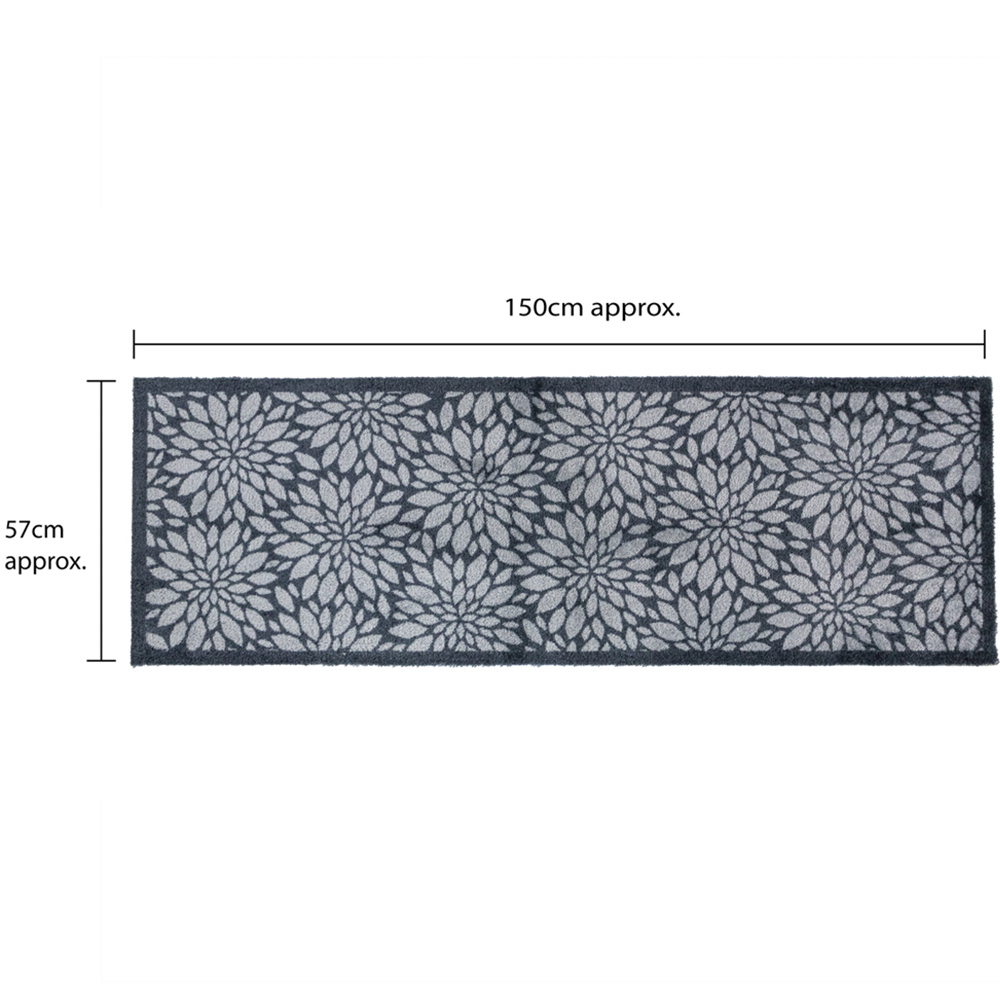 JVL Mega Grey Flowers Latex Backed Door Mat and Runner Set Image 9