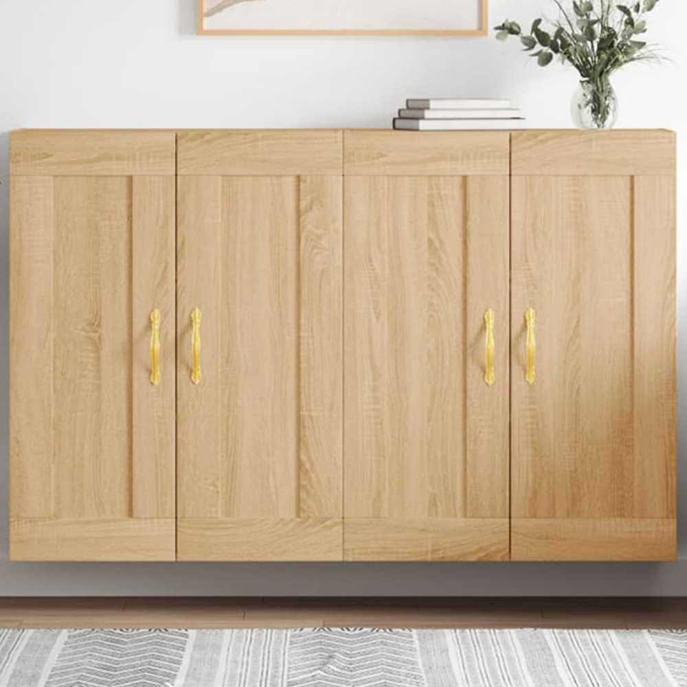 vidaXL 2 Door Brown Sonoma Oak Wall Mounted Cabinet 2 Pack Image 1