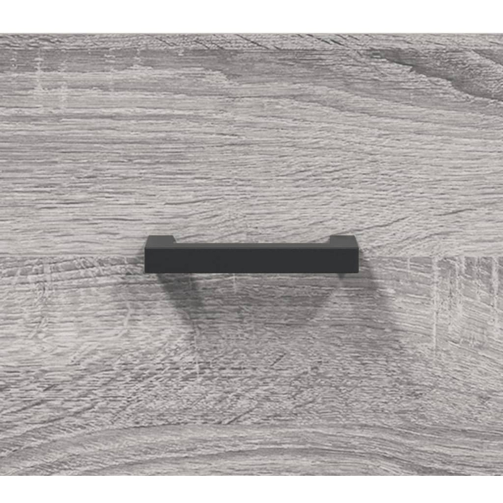 vidaXL 2 Glass Door Single Drawer Grey Sonoma Highboard with Black Handle Image 9