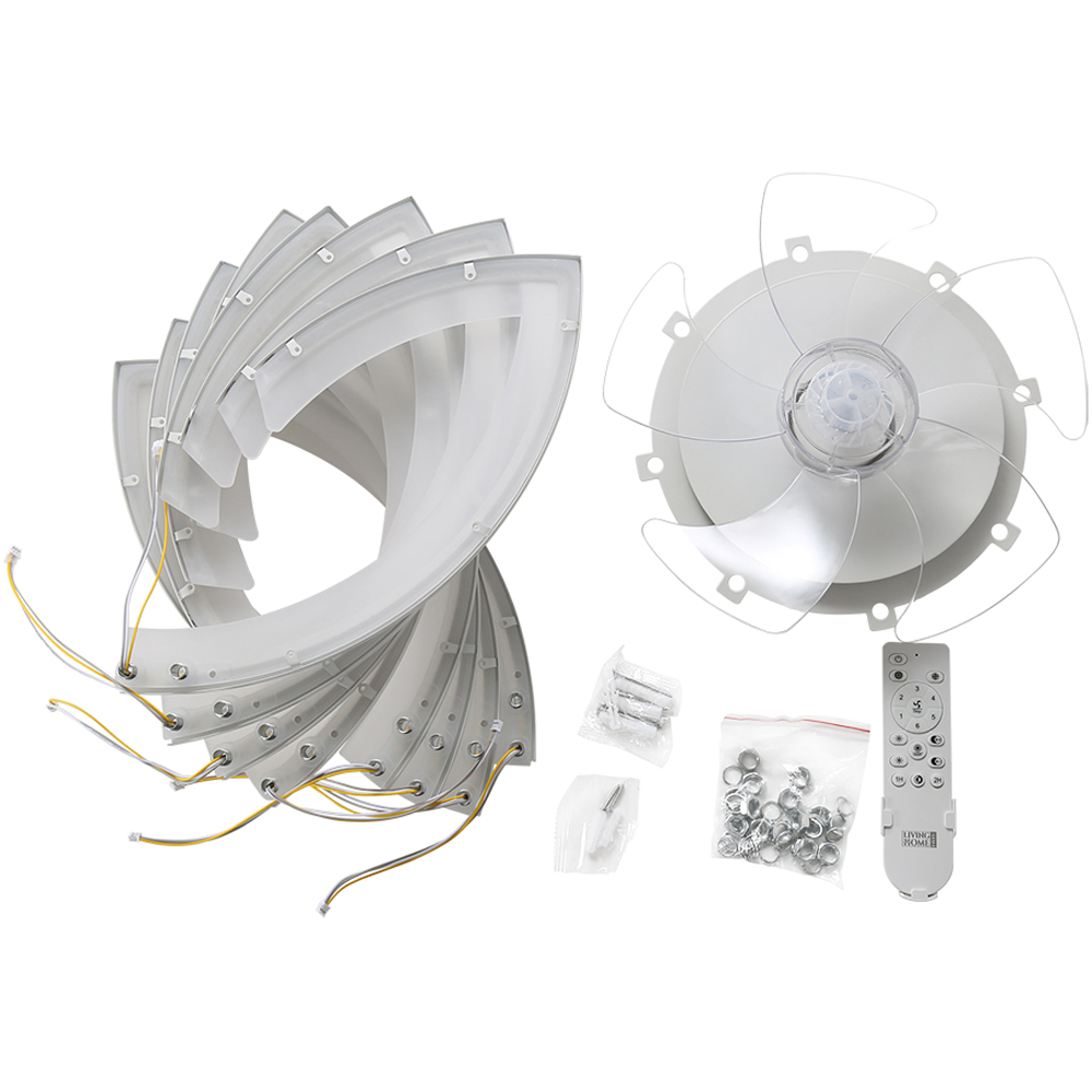 Living and Home White Flower Shaped LED Ceiling Mount Fan Light with 6 Speeds 34 inch Image 5