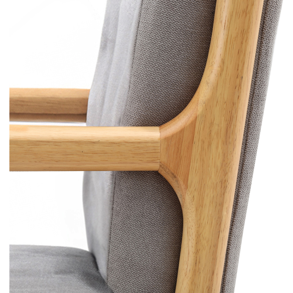 Living and Home Grey Buttoned Wooden Rocking Chair Image 7