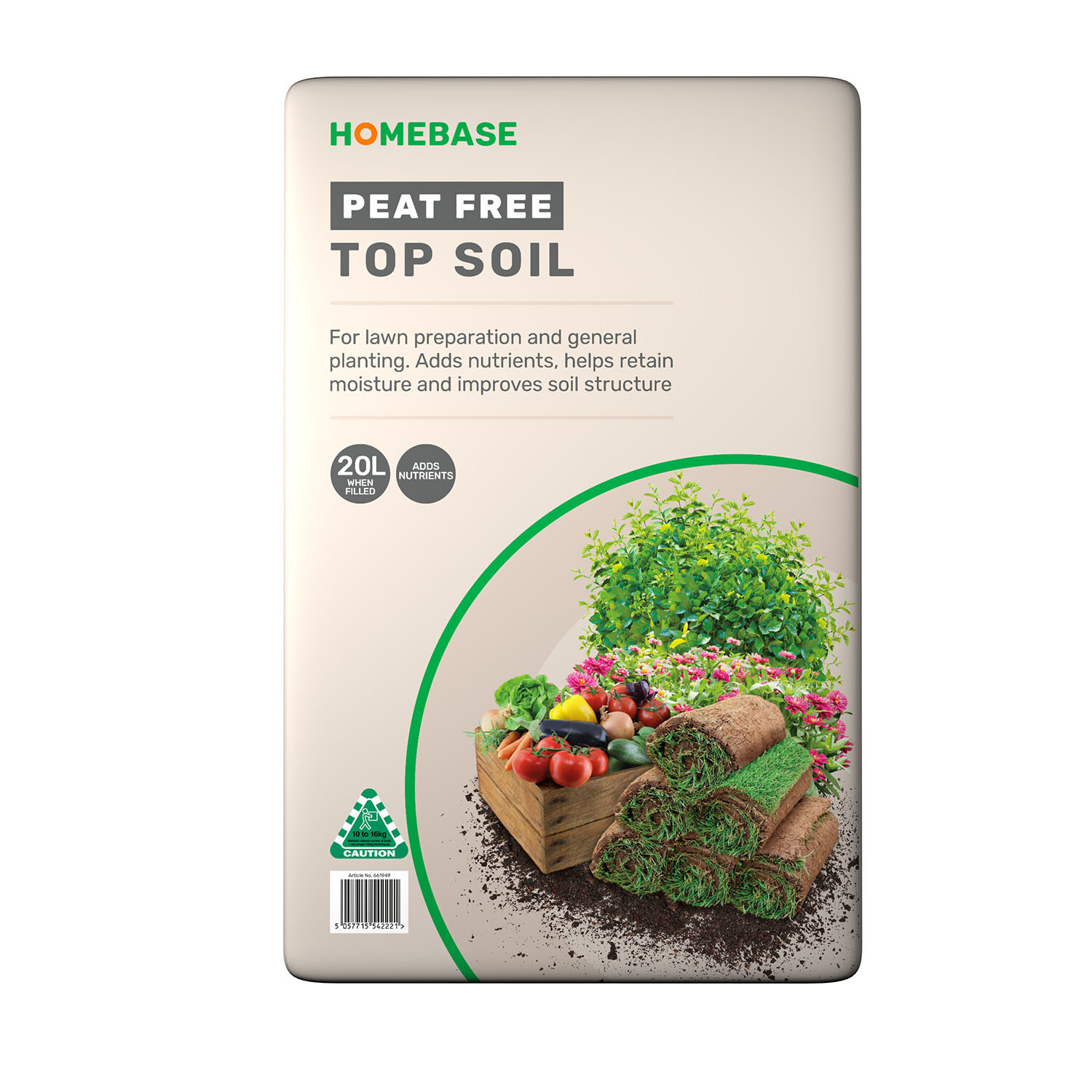 Homebase Peat Free Top Soil 20L Image