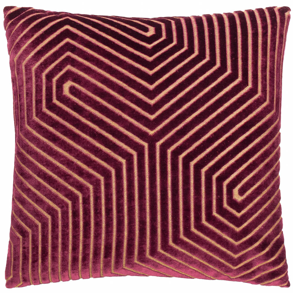 Paoletti Evoke Burgundy Cut Velvet Cushion 45 x 45cm Image 1