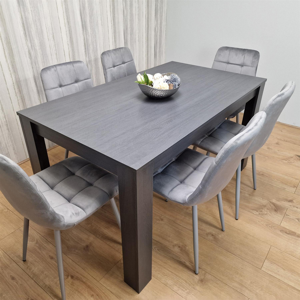 Kosy Koala Arrow 6 Seater Velvet Dining Table Grey and Charcoal Image 5