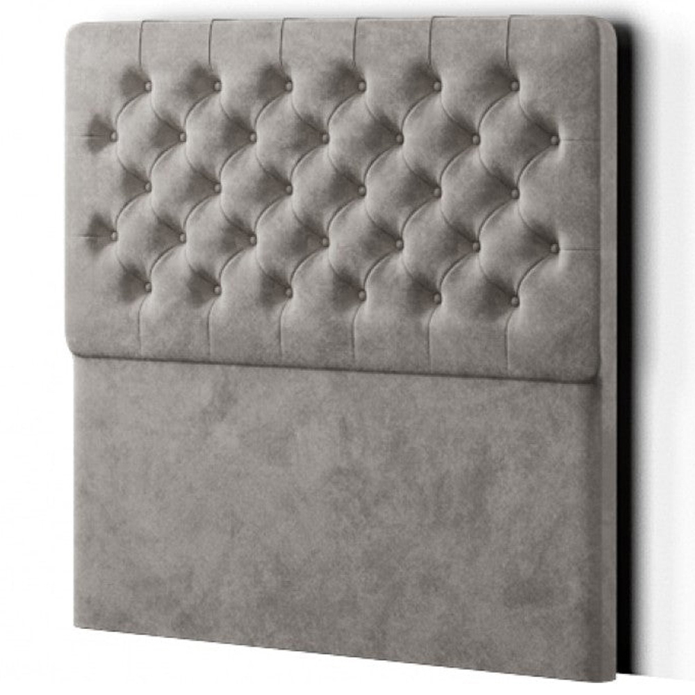 Eleganza Mary Chesterfield Single Silver Plush Floor Standing Headboard Image 2
