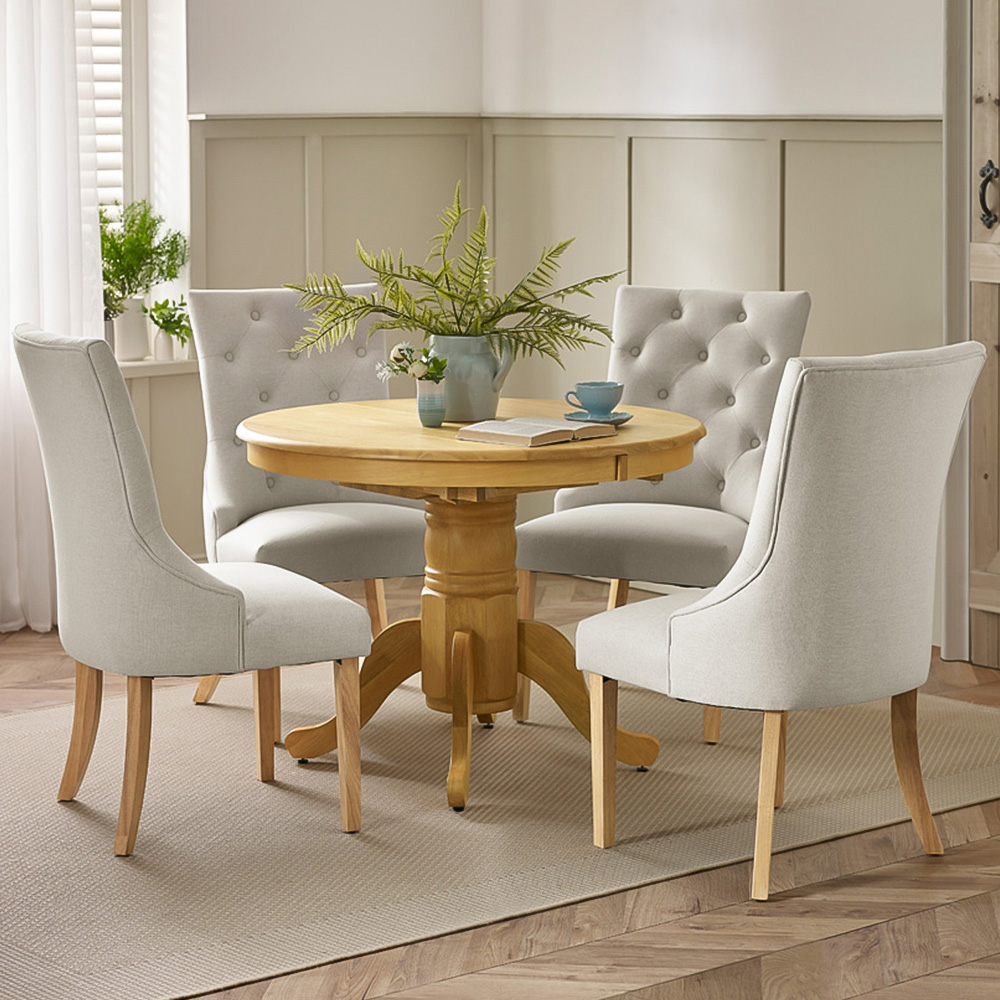 Furniturebox Fowey Kensington 4 Seater Wooden Extendable Dining Set Oak Effect Image 1