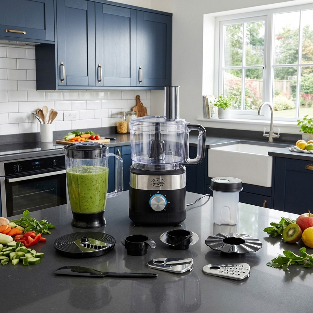 Quest 34800 Black and Silver Multifunctional Food Processor 600W Image 2