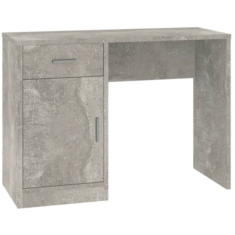 vidaXL Single Door Single Drawer Computer Desk Concrete Grey Image 2