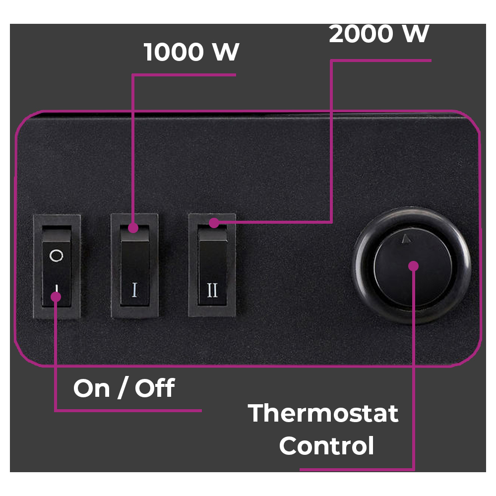 Neo Black Electric Heater Flame and Log Store 2000W Image 8