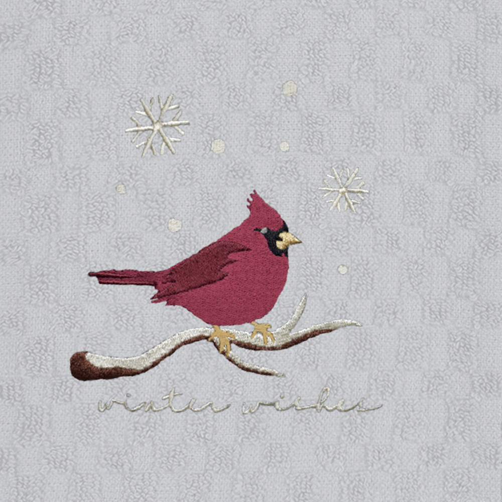 Noel Square Winter Robin White Tea Towel 3 Pack Image 4