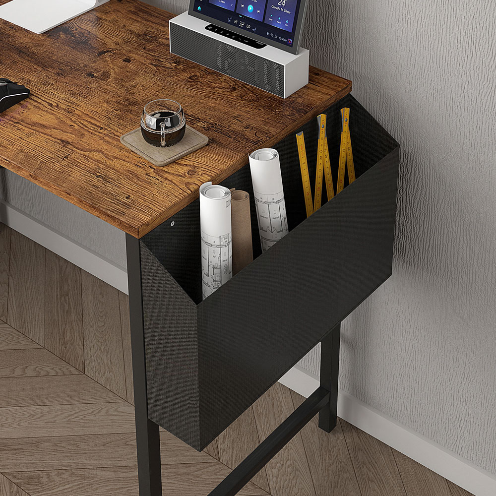 Lotus 2 Adjustable Shelve L Shaped Corner Computer Desk Distressed Grey Image 3
