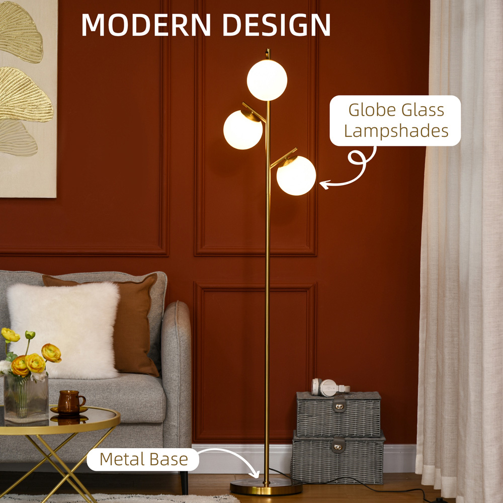 HOMCOM Gold 3 Light Tree Floor Lamp Image 8