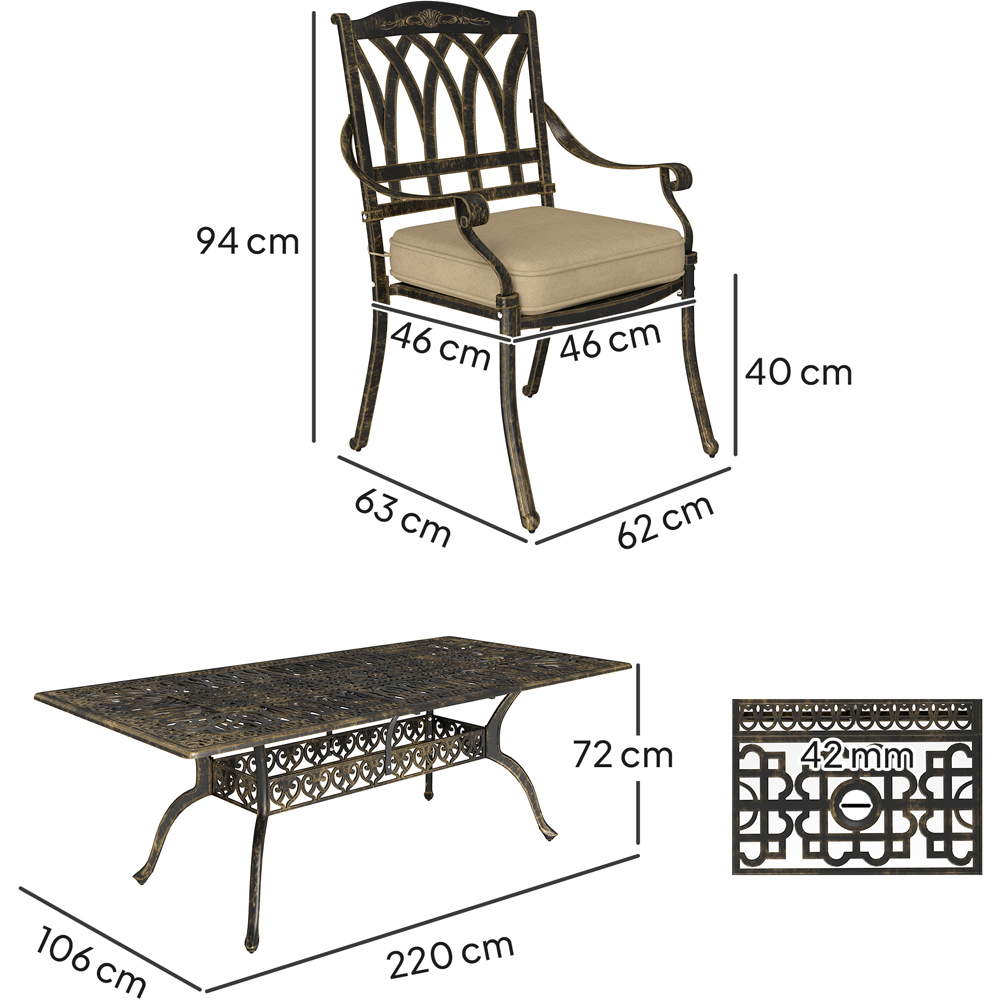 Outsunny 8 Seater Garden Dining Set with Parasol Hole Bronze Image 8