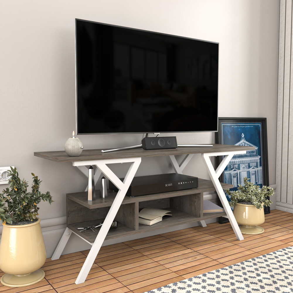 Decorotika Minerva 4 Shelf White Wenge TV Stand for 55 inch TV Image 6