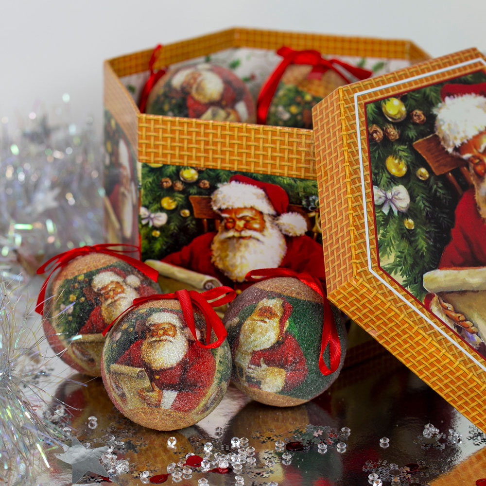 The Christmas Workshop Santa Decoupage Bauble 14 Pack Image 2