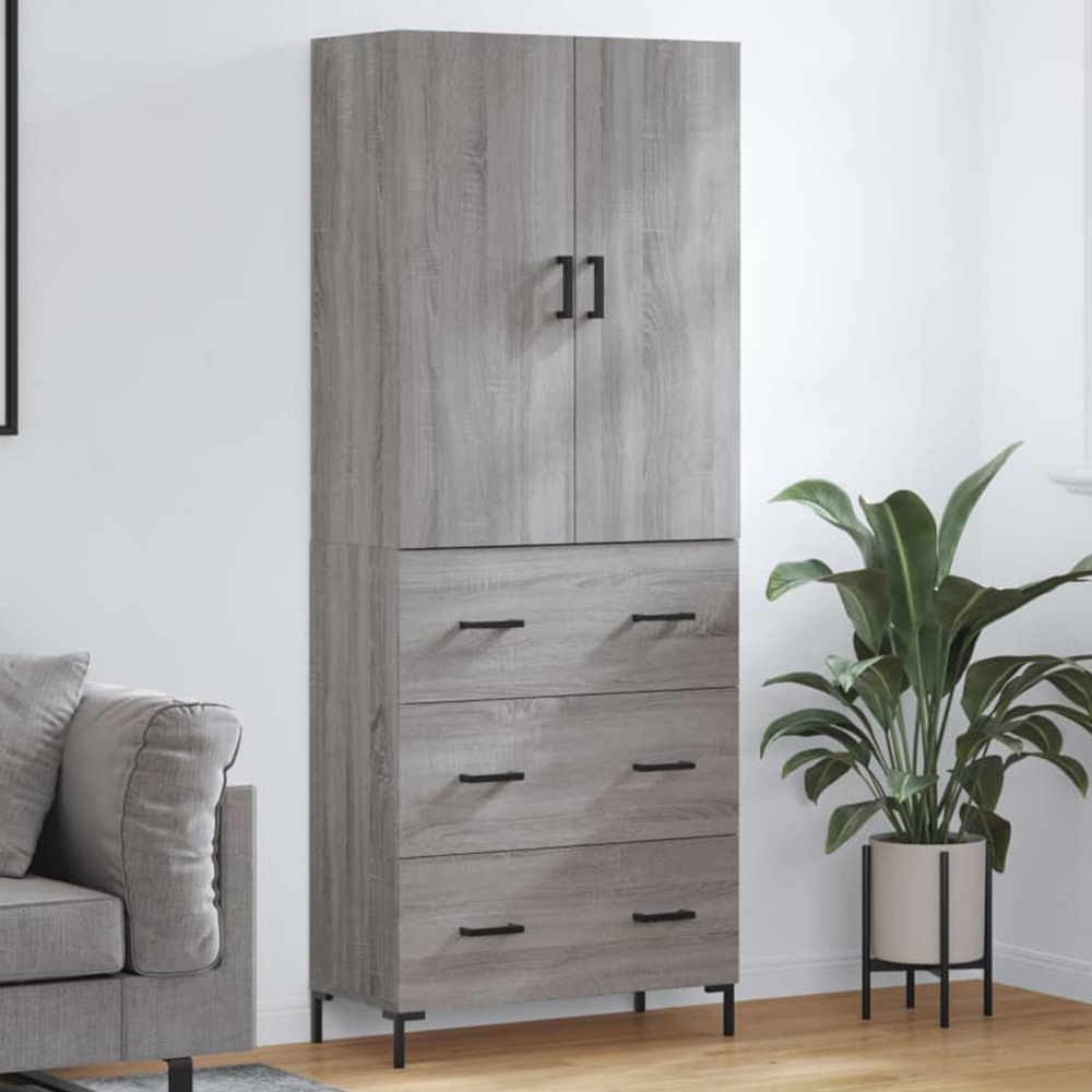 vidaXL 2 Door 3 Drawer Grey Sonoma Highboard Image 1