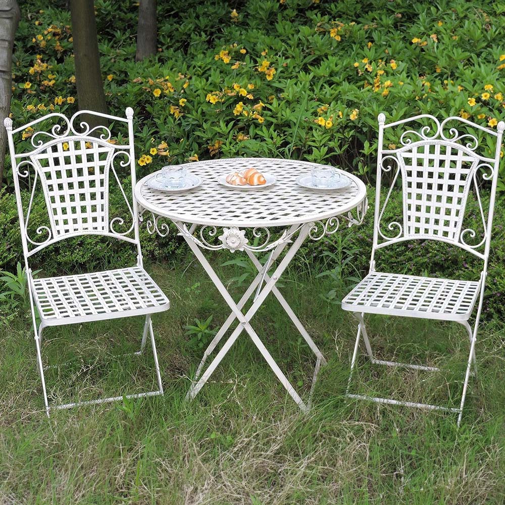 Glamhaus Seville 2 Seater Bistro Set Antique Cream Image 9