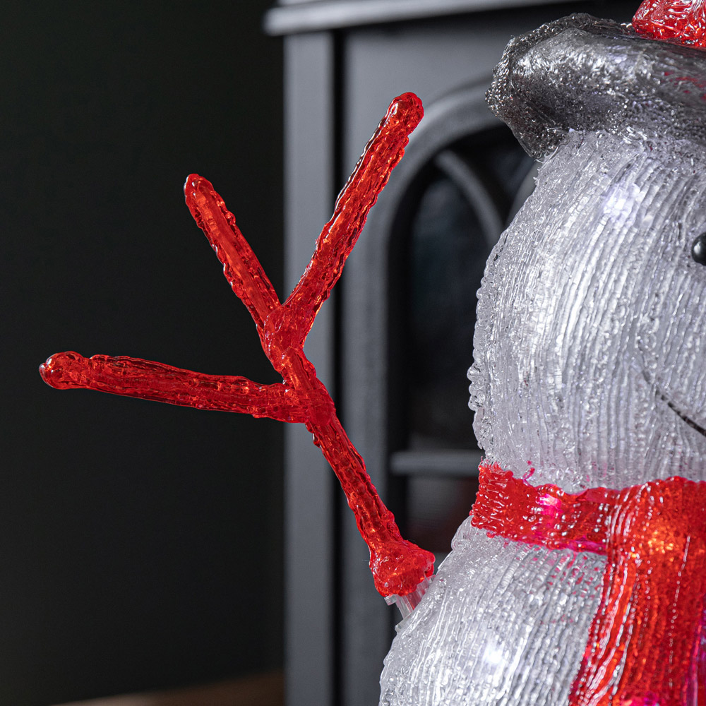 Samuel Alexander White LED Light Up Acrylic Snowman with Top Hat and Scarf Christmas Decoration 55cm Image 8