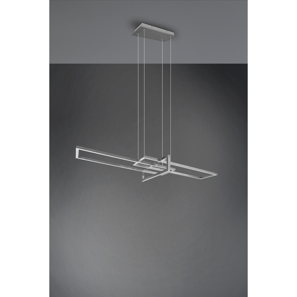 TRIO Salinas Matt Nickel Rectangular LED Pendant Light Image 5