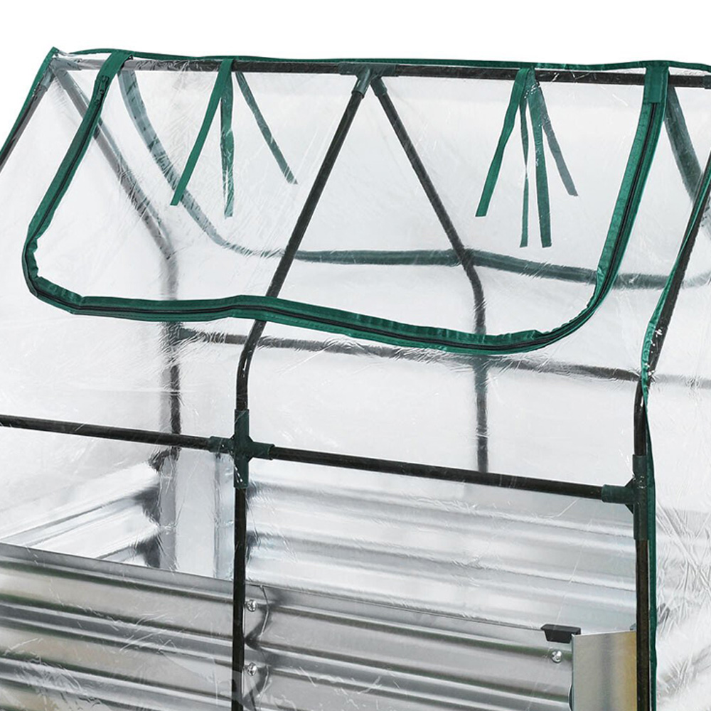 PVC Growhouse with Galvanised Planter - Clear and Green Image 3