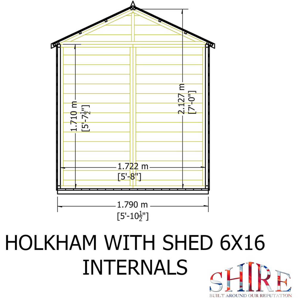 Shire Holkham 6 x 16ft Glazed Toughened Glass Greenhouse with Shed Image 8