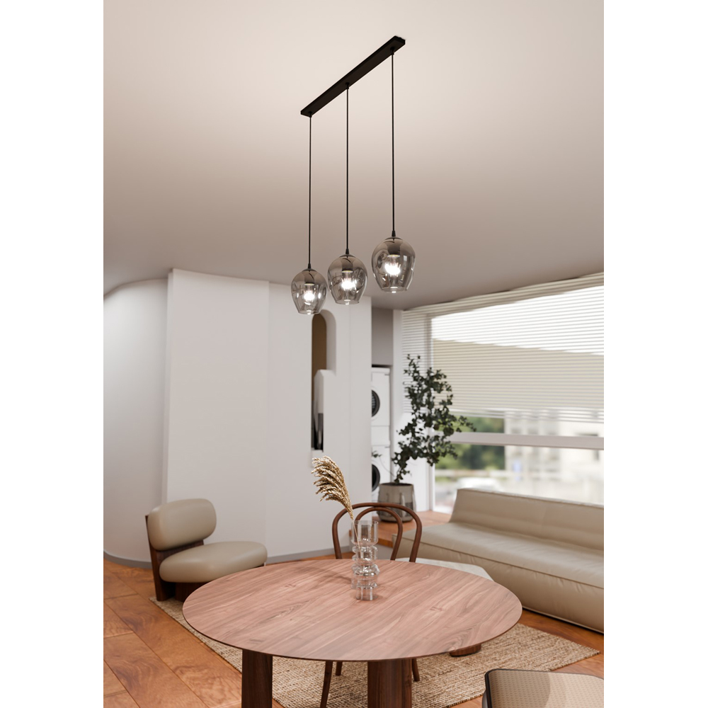 Emibig Istar 3 Light Graphite Shade Black E27 Ceiling Pendant Light Image 5