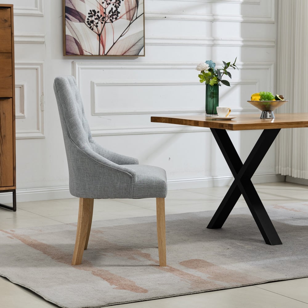 Artemis Home Ravenna Set of 2 Grey Fabric Dining Chair Image 4