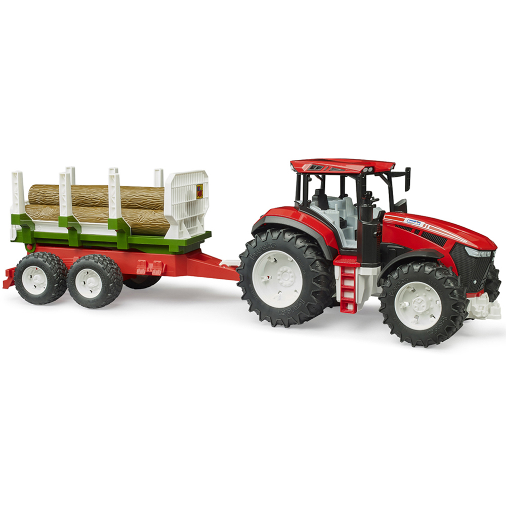 Bruder Kids ROADMAX Tractor with Forestry Trailer and 3 Trunks Playset Model Image 2