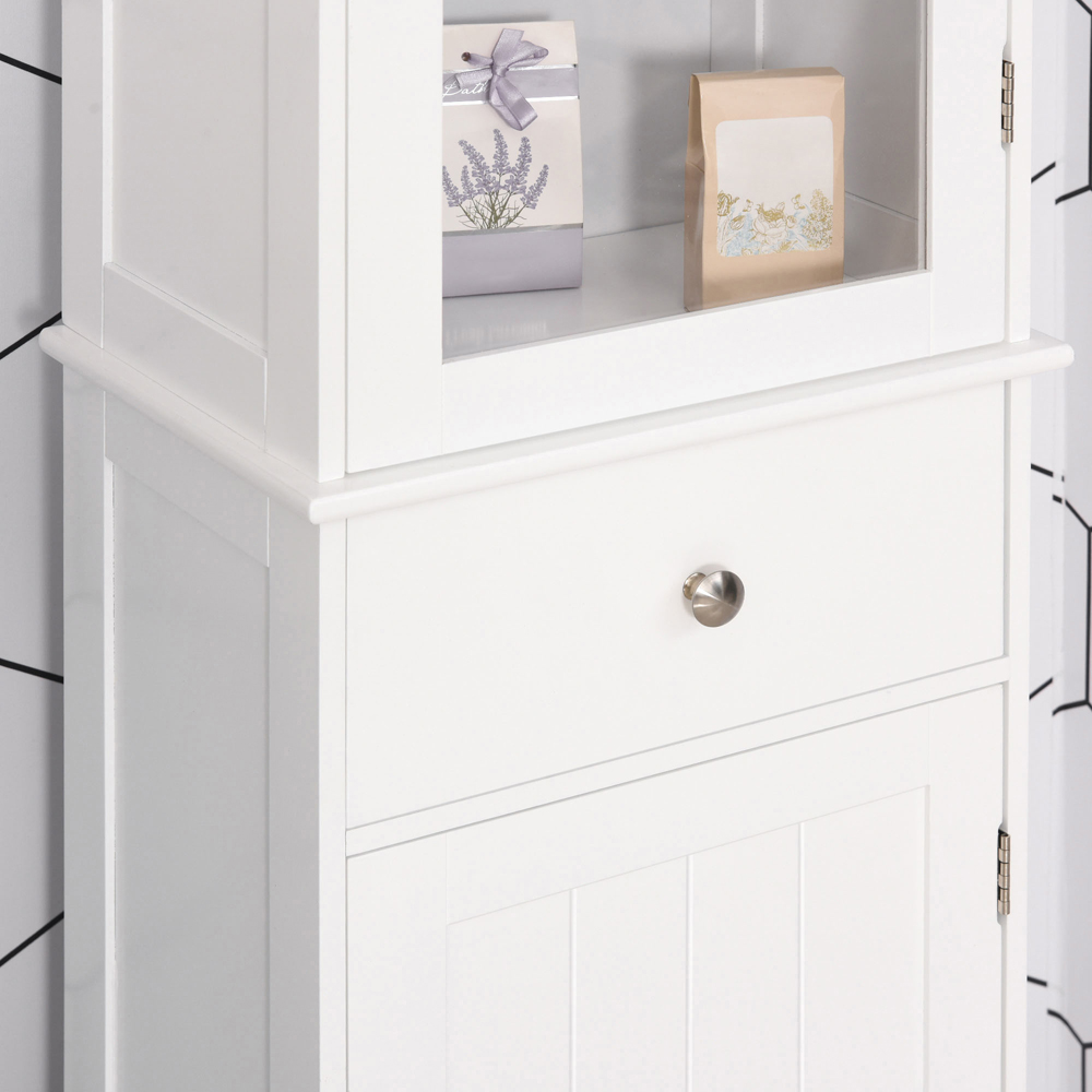 Kleankin 2 Door Single Drawer White Bathroom Floor Cabinet Image 4
