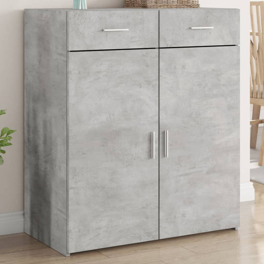 vidaXL 2 Door 2 Drawer Concrete Grey Wooden Sideboard Image 1