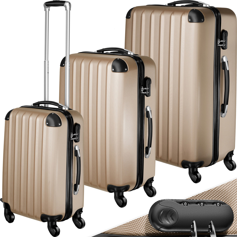 Tectake Set of 3 Champagne Hard Shell Travel Suitcase Set Image 2
