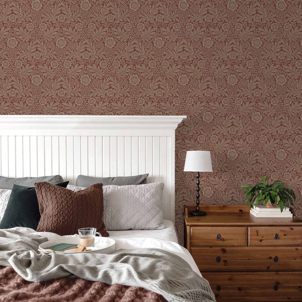 Crown Camille Damask Red Wallpaper Image 4