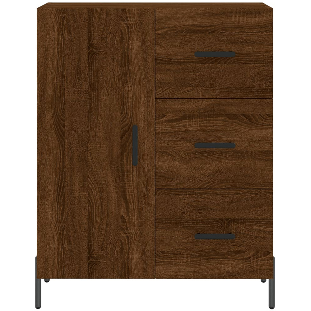 vidaXL Single Door 3 Drawer Brown Oak Sideboard Image 5