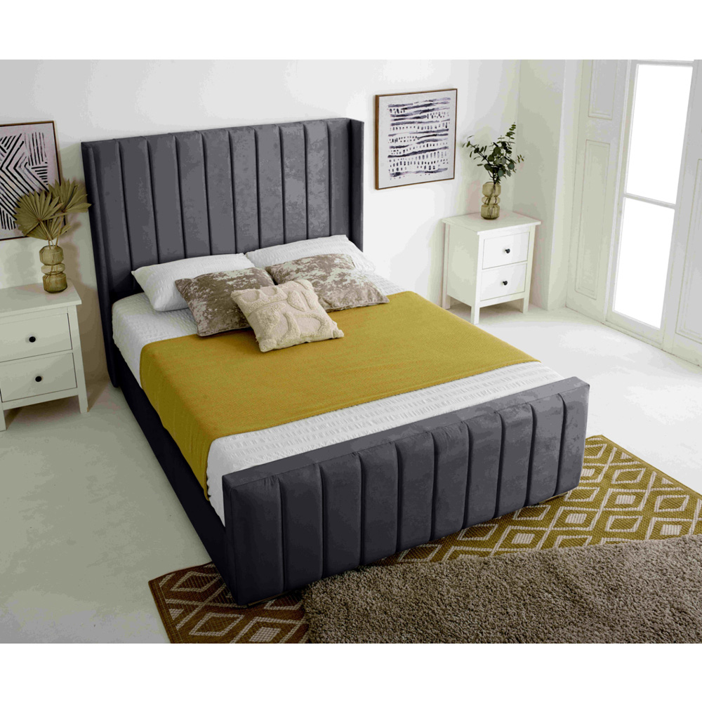 Eleganza Majestique Double Steel Plush Velvet Bed Frame Image 3