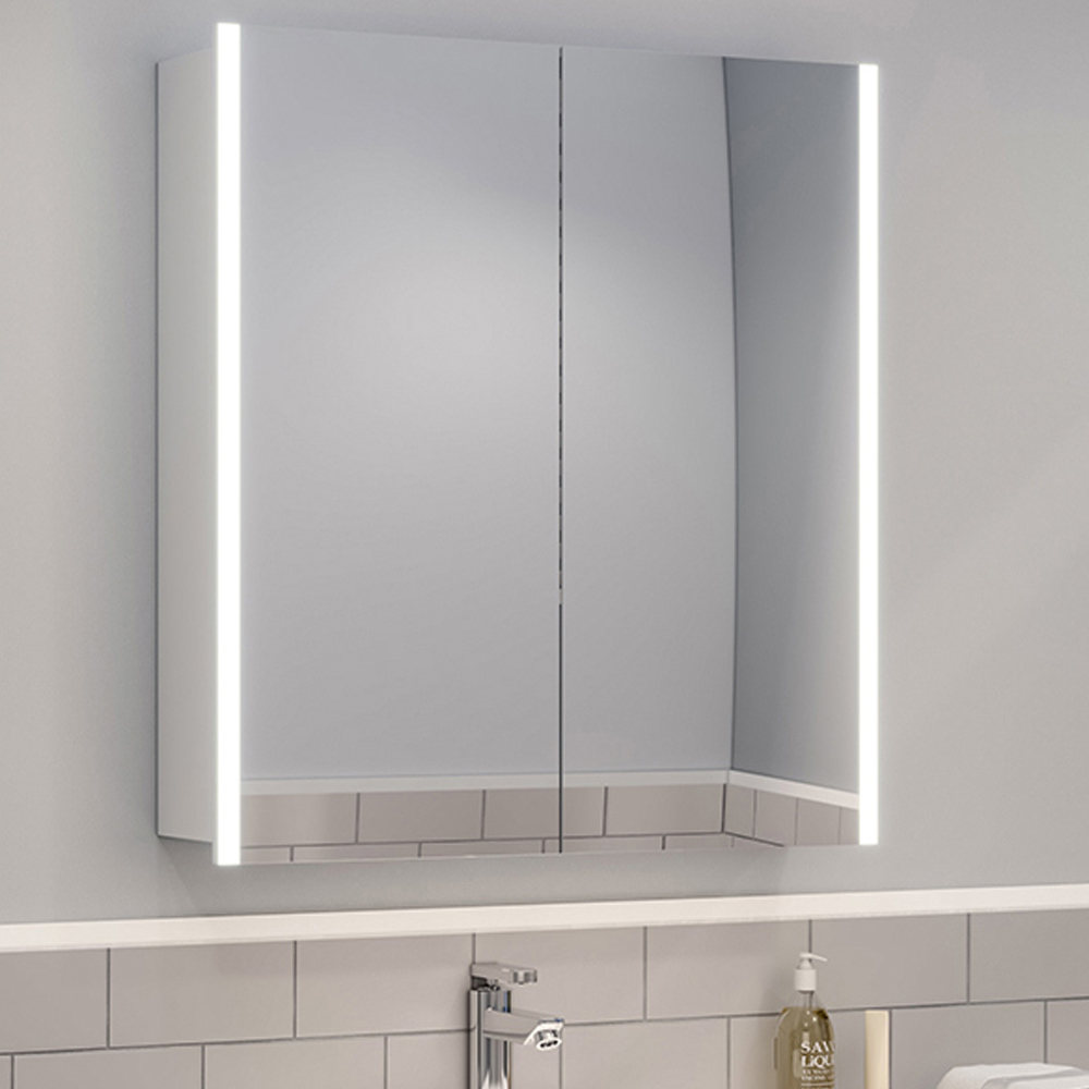 Living and Home 2 Door Frameless LED Mirror Bathroom Cabinet Image 1