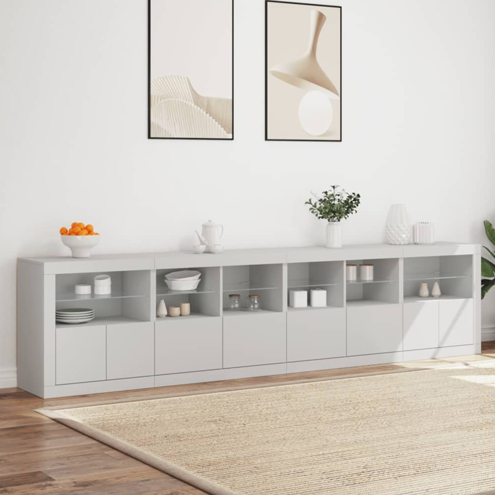 vidaXL 8 Door 12 Shelf White LED Sideboard 4 Piece Image 1