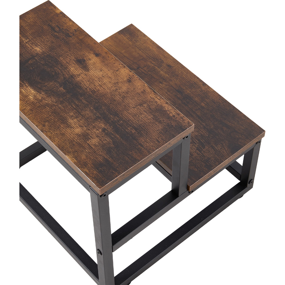 Living and Home Brown and Black Rustic Wood Grain 2 Step Stool Image 5