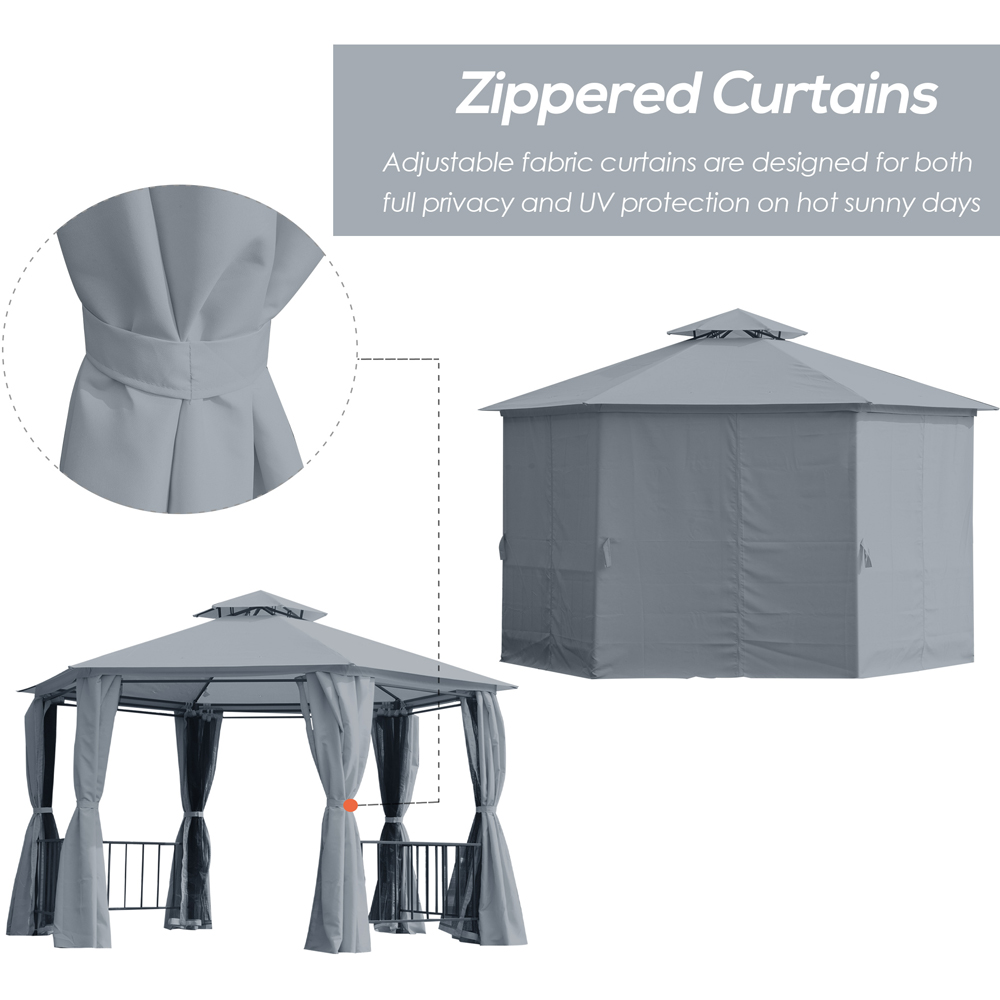 Outsunny 3 x 3m 2-Tier Grey Canopy Gazebo with Sides Image 3