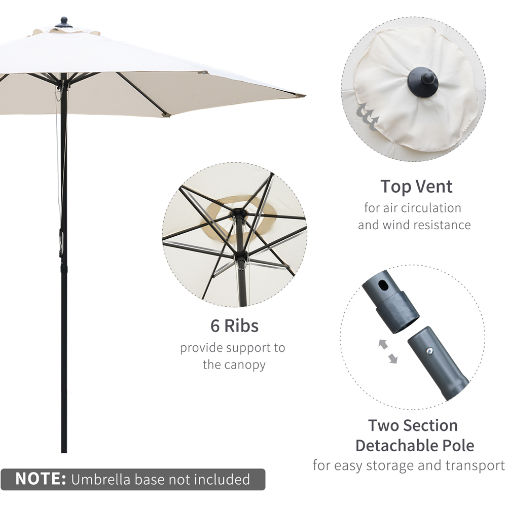 Outsunny Off White Manual Push Parasol 2.8m Image 4