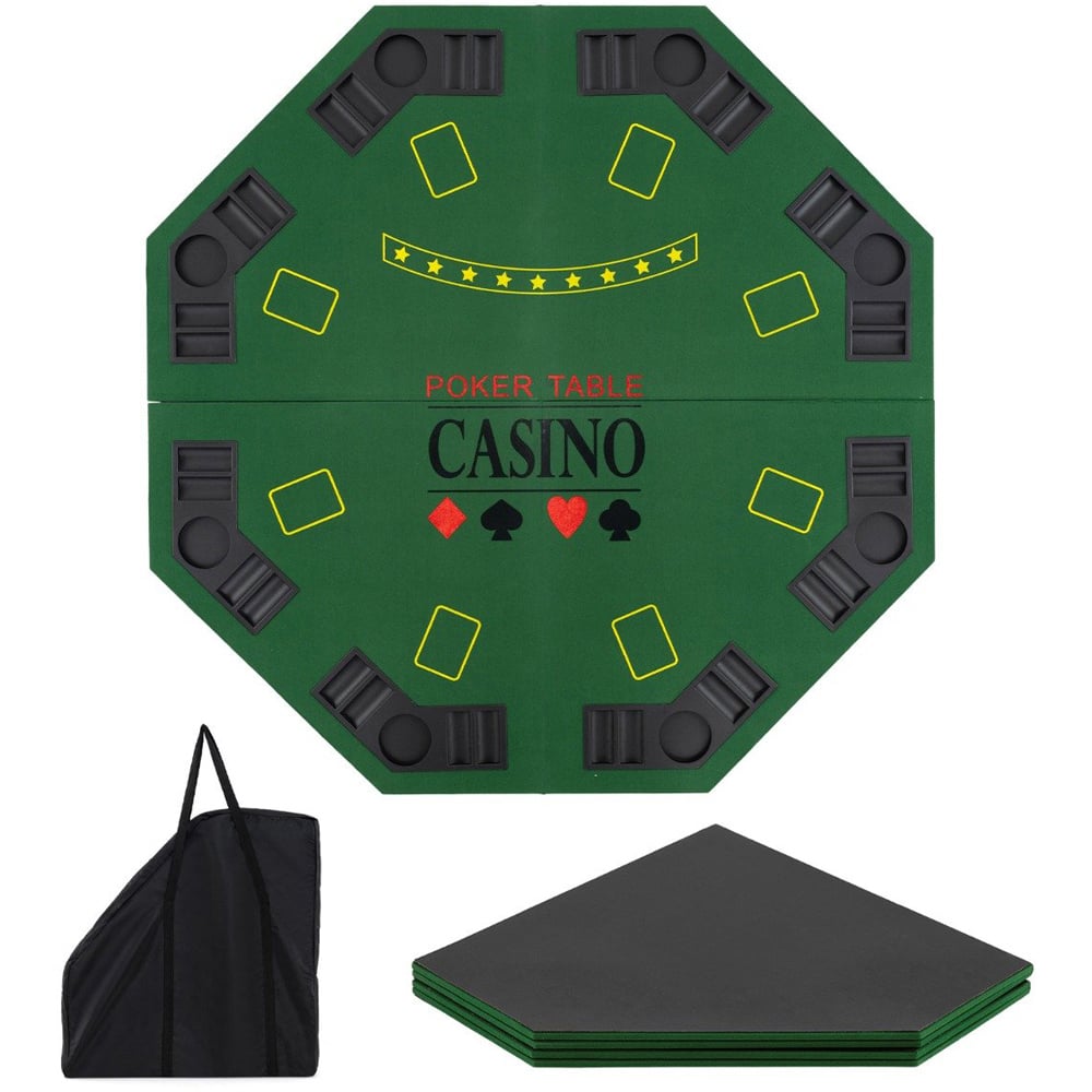 Costway 8 Player Green Foldable Texas Holdem Poker Table Topper with Carry Bag Image 1