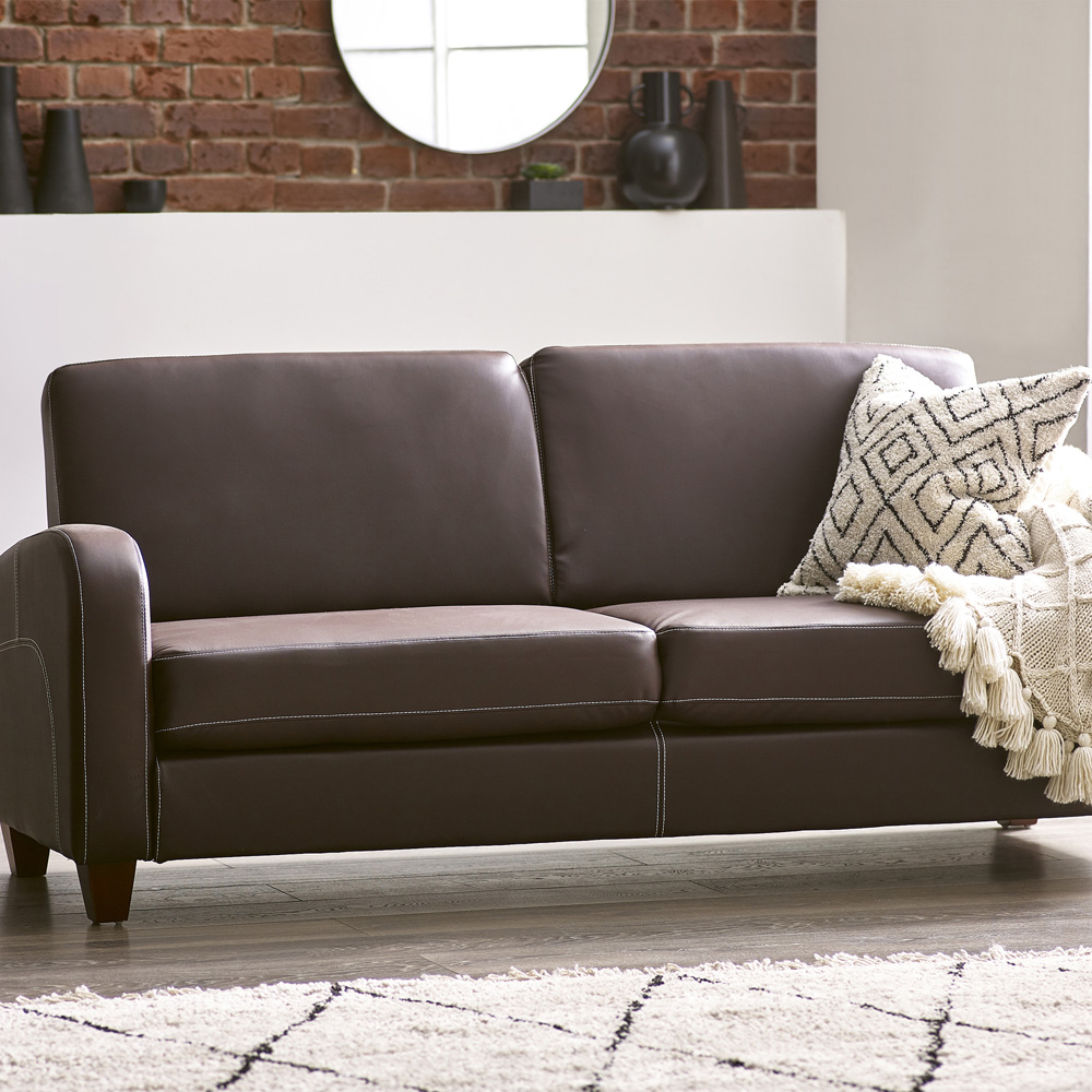 Julian Bowen Vivo 3 Seater Brown Faux Leather Sofa Image 4